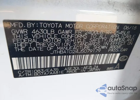 2018 Lexus Is 300 from USA, damaged, VIN JTHBA1D24J5079179